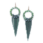 Green Gold-Plated Handcrafted Contemporary Drop Earrings 35171