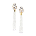 White Gold-Plated Contemporary Handcrafted Drop Earrings 35209