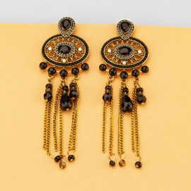 Arihant Black Antique Beaded Handcrafted Contemporary Drop Earrings 35228