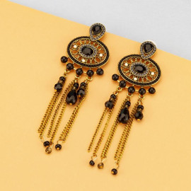 Arihant Black Antique Beaded Handcrafted Contemporary Drop Earrings 35228