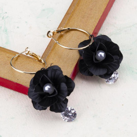 Arihant Black Handcrafted Floral Drop Earrings 35285