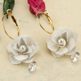 Arihant White Handcrafted Floral Drop Earrings 35290