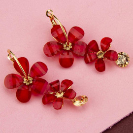 Arihant Red Handcrafted Floral Drop Earrings 35299