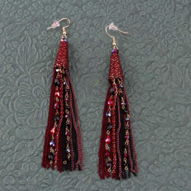 Arihant Maroon Handcrafted Tasselled Drop Earrings 35343