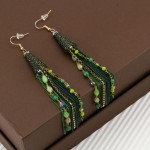 Arihant Green And Gold Toned Handcrafted Tasseled Contemporary Drop Earrings 35346