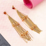 Arihant Pink And Orange Tasselled Handcrafted Drop Earrings 35351