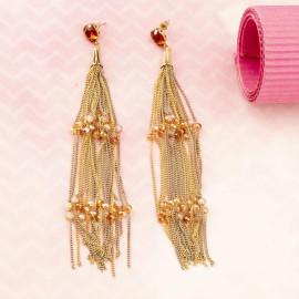 Arihant Pink And Orange Tasselled Handcrafted Drop Earrings 35351