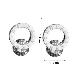 Arihant Silver Plated Stainless Steel Circular CZ Studded Roman Numerals Stud Earrings