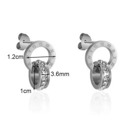 Arihant Silver Plated Stainless Steel Circular CZ Studded Roman Numerals Hoop Earrings