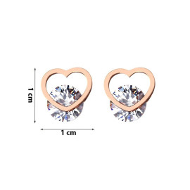 Arihant Rose Gold Plated Stainless Steel CZ studded Heart Themed Stud Earrings