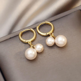 Arihant Gold Plated Amazing Korean Twin Pearls Drop Earrings