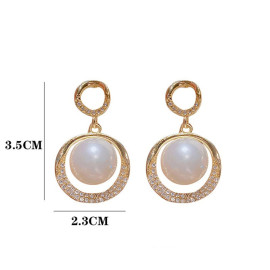 Arihant Gold Plated Amazing Korean Circle of Life AD-Pearl Drop Earrings