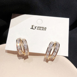 Arihant Gold Plated Beautiful Korean Twin Hoop-Like Stud Earrings