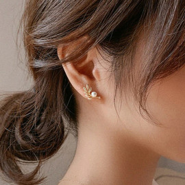 Arihant Gold Plated Leaf themed Korean Fashion Stud Earrings