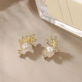 Arihant Gold Plated Leaf themed Korean Fashion Stud Earrings