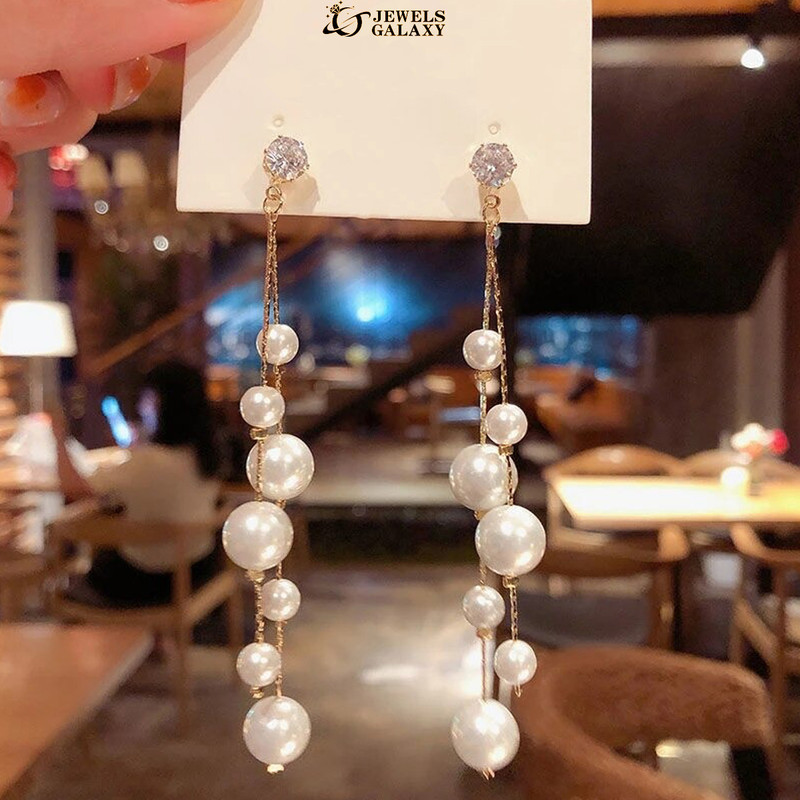 Arihant Gold Plated Beautiful Korean White Pearl Drop Earrings