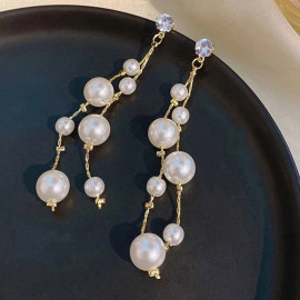 Arihant Gold Plated Beautiful Korean White Pearl Drop Earrings