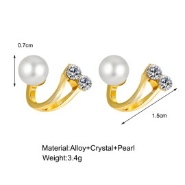 Arihant Gold Plated Korean AD and Pearl Quirky Stud Earrings