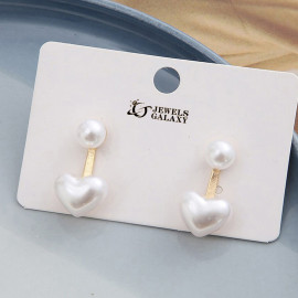 Arihant Gold Plated Korean Pearl Heart Beautiful Drop Earrings