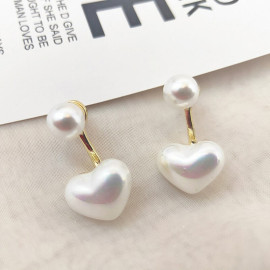 Arihant Gold Plated Korean Pearl Heart Beautiful Drop Earrings