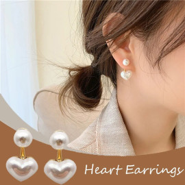 Arihant Gold Plated Korean Pearl Heart Beautiful Drop Earrings