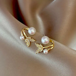 Arihant Gold Plated Fashionable Korean Butterfly Pearl Stud Earrings