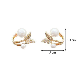 Arihant Gold Plated Fashionable Korean Butterfly Pearl Stud Earrings