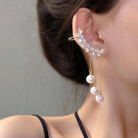 Arihant Gold Plated Korean AD Wings Pearl Drop Earrings