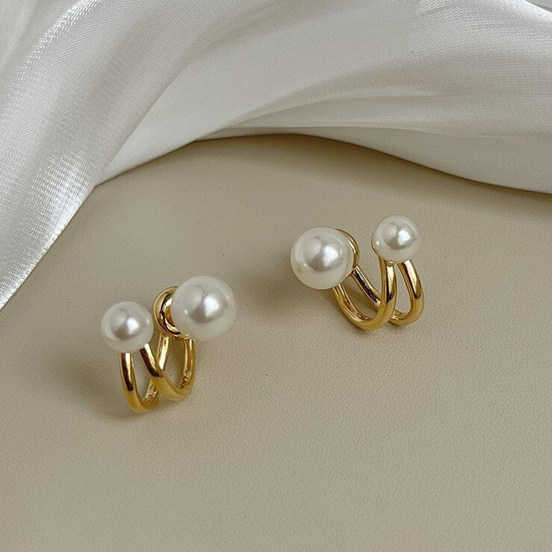 Arihant Gold Plated Korean Stunning Dual Pearl Stud Earrings