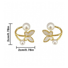 Arihant Gold Plated Korean Dual Pearl Butterfly Stud Earrings