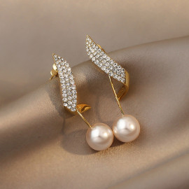 Arihant Gold Plated Beautiful Korean Wings Themed Pearl Drop Earrings