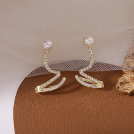 Arihant Gold Plated Korean AD Pearl Quirky Stud Earrings