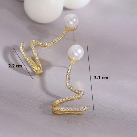 Arihant Gold Plated Korean AD Pearl Quirky Stud Earrings