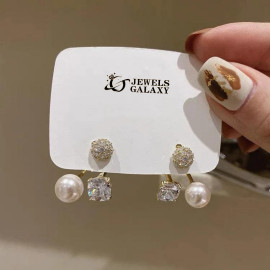 Arihant Gold Plated Trendy Korean AD Pearl Unique Stud Earrings