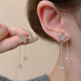 Arihant Gold Plated Beautiful Korean Stars themed AD Drop Earrings