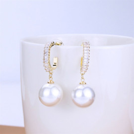 Arihant Gold Plated Beautiful Korean AD and Pearl White Circle of Life Drop Earrings