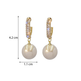 Arihant Gold Plated Beautiful Korean AD and Pearl Off White Circle of Life Drop Earrings