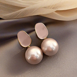 Arihant Gold Plated Fashionable Korean Circle of Life Pink Pearl Drop Earrings