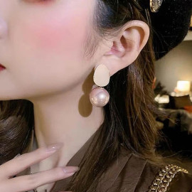 Arihant Gold Plated Fashionable Korean Circle of Life Pink Pearl Drop Earrings