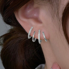 Arihant Silver Plated Trendy Korean Earcuff with Claw Themed Stud Earrings