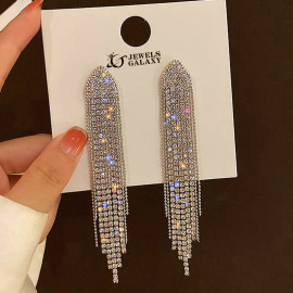 Arihant Silver Plated Beautiful Korean Chain Tassel Earrings