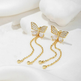 Arihant Gold Plated Beautiful AD Butterfly Korean Drop Earrings