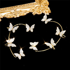Arihant Gold Plated Korean Ear Cuffs With Butterfly Stud Earrings