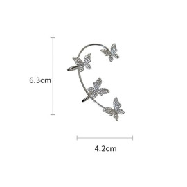 Arihant Silver Plated Korean Ear Cuffs With Butterfly Stud Earrings