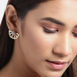 Arihant Gold Plated Korean Floral Ear Cuff with AD pin Stud Earrings 