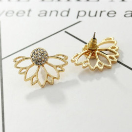 Arihant Gold Plated Korean Floral Ear Cuff with AD pin Stud Earrings 