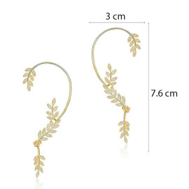 Arihant Gold Plated Korean Ear Cuffs With Leaf Theme Stud Earrings