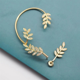 Arihant Gold Plated Korean Ear Cuffs With Leaf Theme Stud Earrings