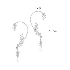 Arihant Silver Plated Korean Ear Cuffs With Leaf Theme Stud Earrings