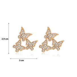 Arihant Gold Plated Amazing Triple Butterflies Korean Stud Earrings